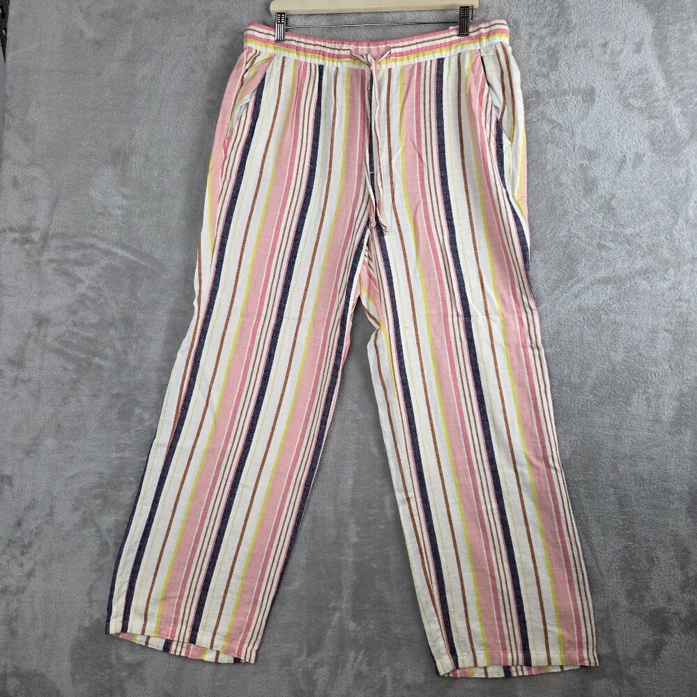 Old Navy Women's Striped Linen-Blend Wide-Leg Pants, Size Large